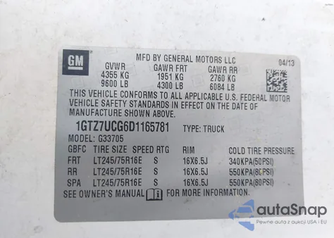 2013 GMC Savana 3500 Work Van from USA, damaged, VIN 1GTZ7UCG6D1165781